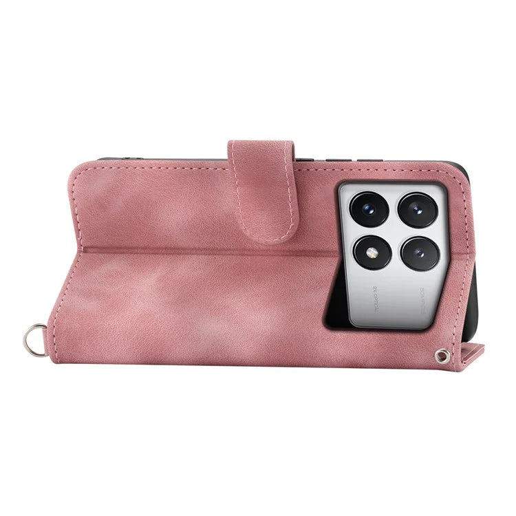 For Xiaomi Redmi K70E 5G / Xiaomi Poco X6 Pro 5G Crossbody Leather Cover Flower Pattern Wallet Case with 2 Straps