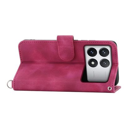 For Xiaomi Redmi K70E 5G / Xiaomi Poco X6 Pro 5G Crossbody Leather Cover Flower Pattern Wallet Case with 2 Straps
