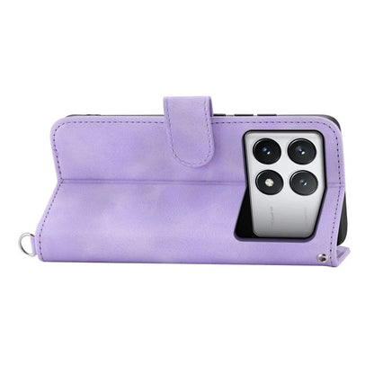 For Xiaomi Redmi K70E 5G / Xiaomi Poco X6 Pro 5G Crossbody Leather Cover Flower Pattern Wallet Case with 2 Straps
