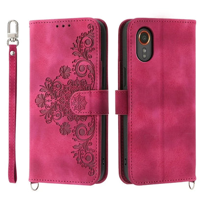 For Samsung Galaxy Xcover 7 PU Leather Phone Case Flower Pattern Cover with Multiple Card Slots