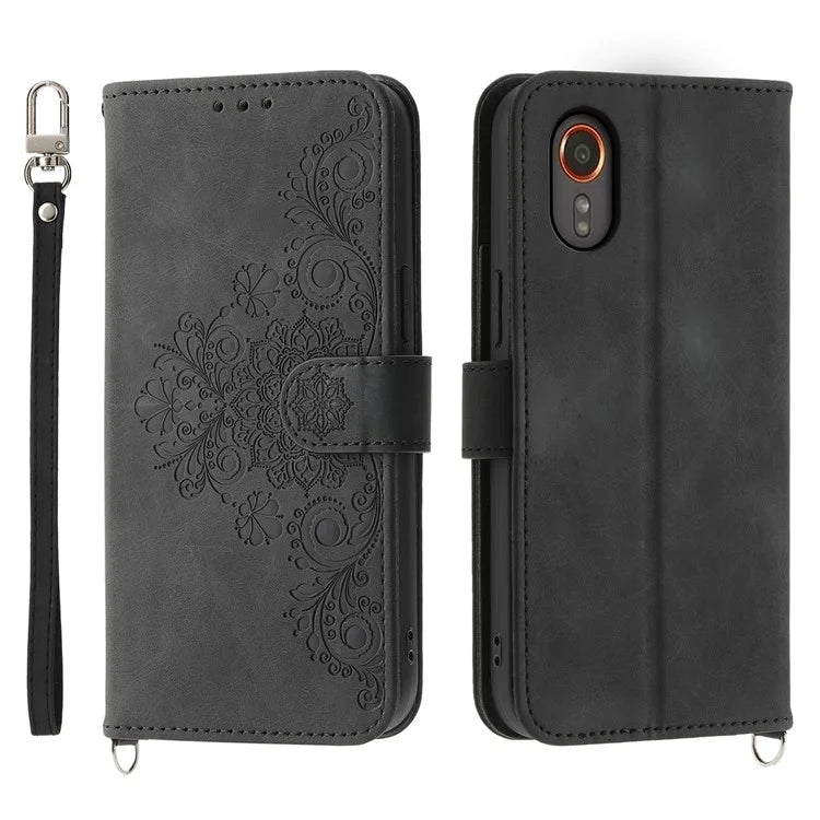 For Samsung Galaxy Xcover 7 PU Leather Phone Case Flower Pattern Cover with Multiple Card Slots