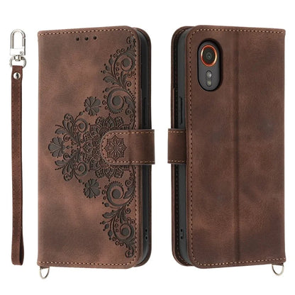 For Samsung Galaxy Xcover 7 PU Leather Phone Case Flower Pattern Cover with Multiple Card Slots