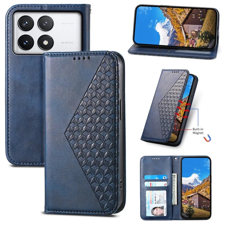 For Xiaomi Redmi K70E 5G / Poco X6 Pro 5G Imprinted Wallet Phone Stand Case PU Leather+TPU Cell Phone Cover