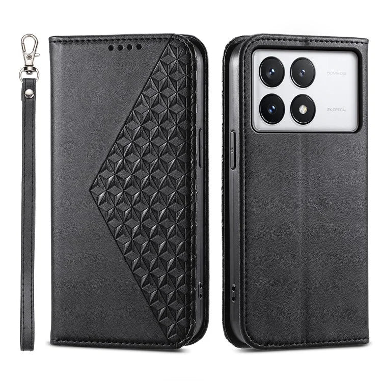 For Xiaomi Redmi K70E 5G / Poco X6 Pro 5G Imprinted Wallet Phone Stand Case PU Leather+TPU Cell Phone Cover