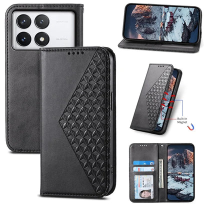 For Xiaomi Redmi K70E 5G / Poco X6 Pro 5G Imprinted Wallet Phone Stand Case PU Leather+TPU Cell Phone Cover