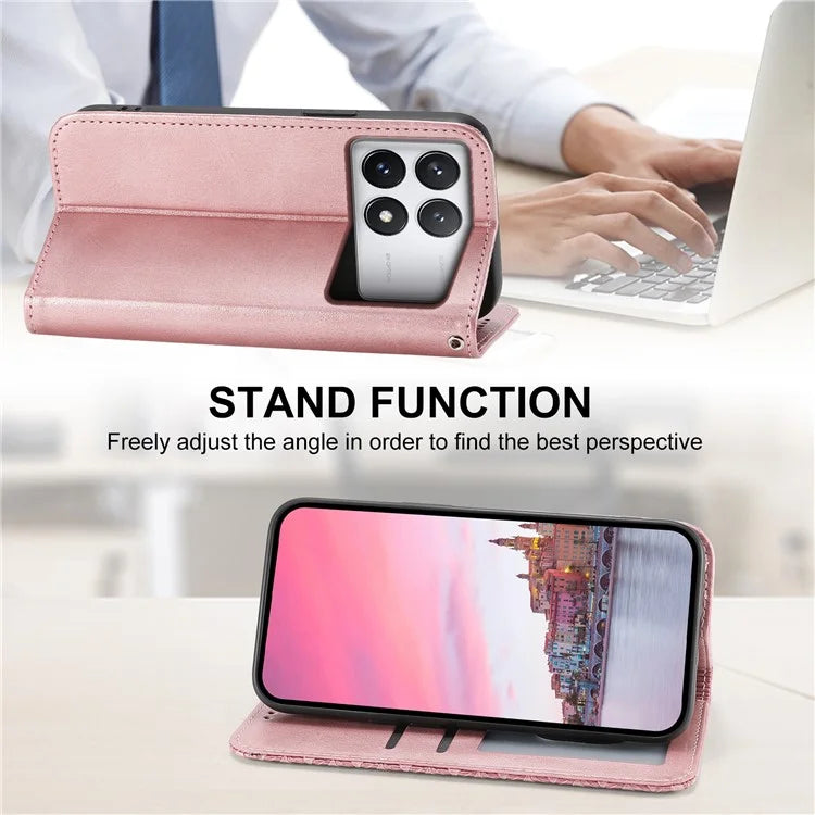 For Xiaomi Redmi K70E 5G / Poco X6 Pro 5G Imprinted Wallet Phone Stand Case PU Leather+TPU Cell Phone Cover