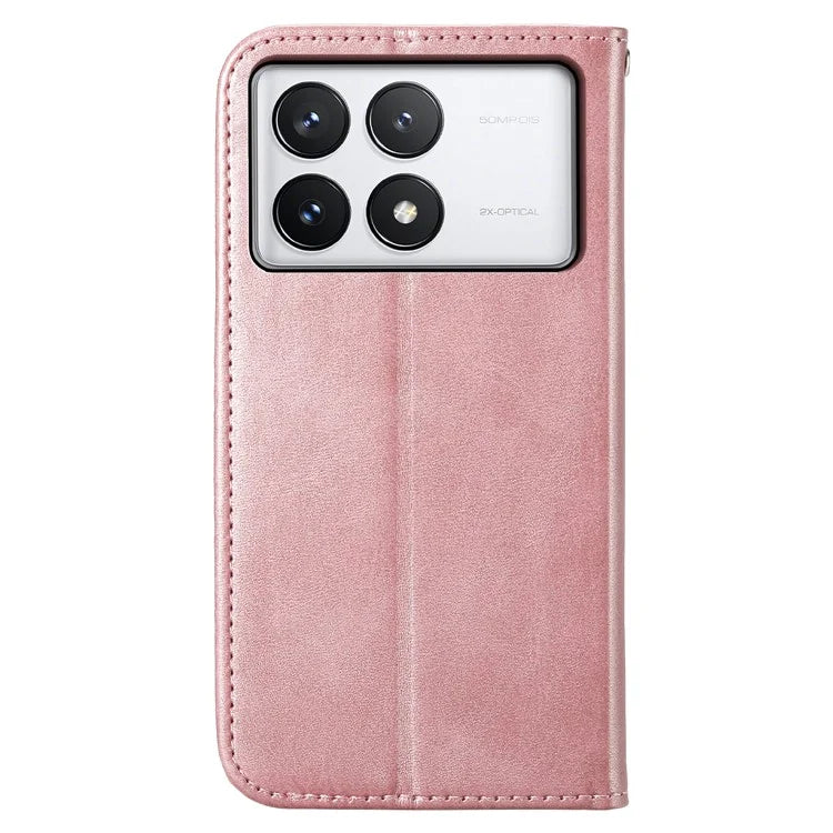 For Xiaomi Redmi K70E 5G / Poco X6 Pro 5G Imprinted Wallet Phone Stand Case PU Leather+TPU Cell Phone Cover