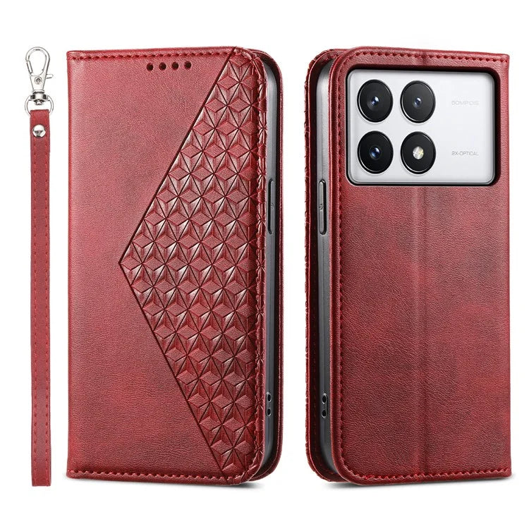 For Xiaomi Redmi K70E 5G / Poco X6 Pro 5G Imprinted Wallet Phone Stand Case PU Leather+TPU Cell Phone Cover