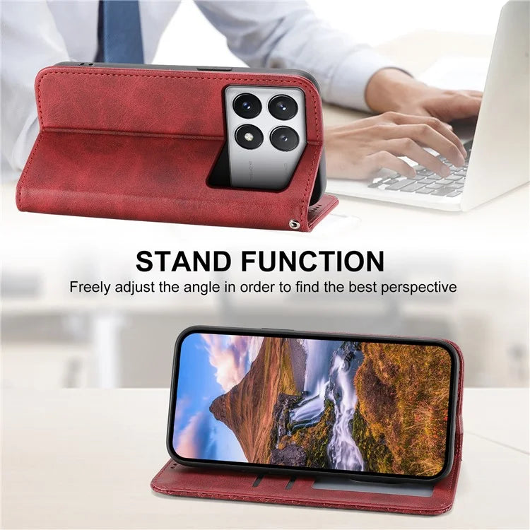 For Xiaomi Redmi K70E 5G / Poco X6 Pro 5G Imprinted Wallet Phone Stand Case PU Leather+TPU Cell Phone Cover