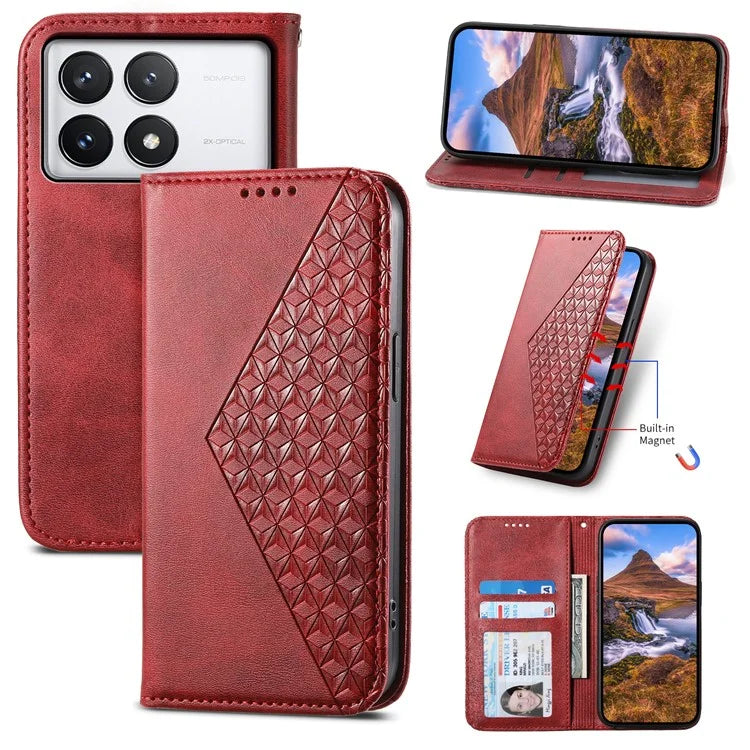 For Xiaomi Redmi K70E 5G / Poco X6 Pro 5G Imprinted Wallet Phone Stand Case PU Leather+TPU Cell Phone Cover