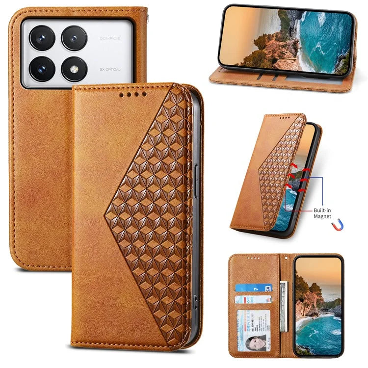 For Xiaomi Redmi K70E 5G / Poco X6 Pro 5G Imprinted Wallet Phone Stand Case PU Leather+TPU Cell Phone Cover