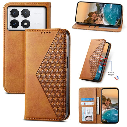 For Xiaomi Redmi K70E 5G / Poco X6 Pro 5G Imprinted Wallet Phone Stand Case PU Leather+TPU Cell Phone Cover