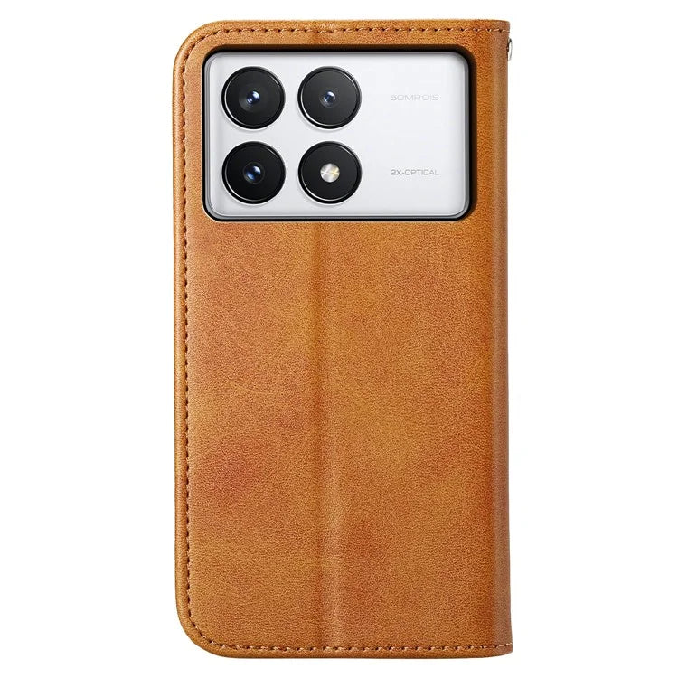 For Xiaomi Redmi K70E 5G / Poco X6 Pro 5G Imprinted Wallet Phone Stand Case PU Leather+TPU Cell Phone Cover