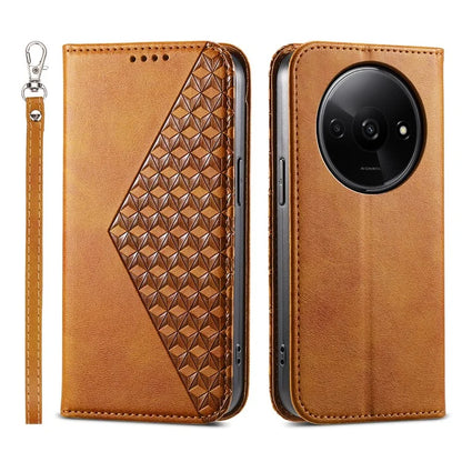 For Xiaomi Redmi A3 Case PU Leather+TPU Rhombus Imprinted Phone Cover Wallet