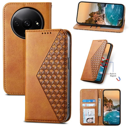 For Xiaomi Redmi A3 Case PU Leather+TPU Rhombus Imprinted Phone Cover Wallet