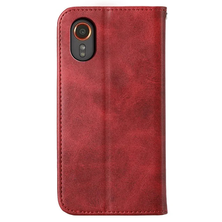 For Samsung Galaxy Xcover 7 Case PU Leather+TPU Rhombus Imprinted Cell Phone Stand Cover