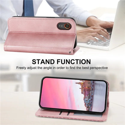 For Samsung Galaxy Xcover 7 Case PU Leather+TPU Rhombus Imprinted Cell Phone Stand Cover