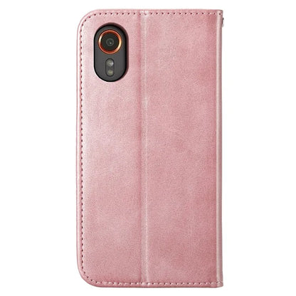 For Samsung Galaxy Xcover 7 Case PU Leather+TPU Rhombus Imprinted Cell Phone Stand Cover