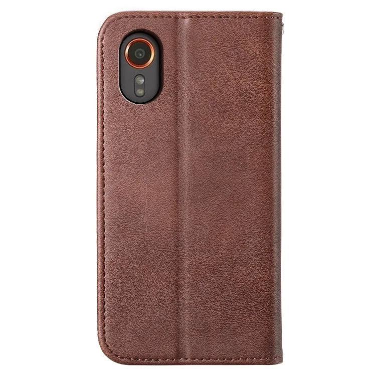 For Samsung Galaxy Xcover 7 Case PU Leather+TPU Rhombus Imprinted Cell Phone Stand Cover