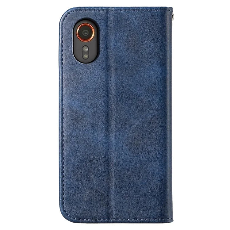 For Samsung Galaxy Xcover 7 Case PU Leather+TPU Rhombus Imprinted Cell Phone Stand Cover