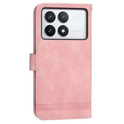 DIERFENG DF-03 Flip Phone Cover for Xiaomi Redmi K70E 5G / Poco X6 Pro 5G Lines Imprinted Wallet Stand Mobile Leather Case