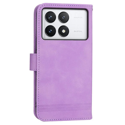 DIERFENG DF-03 Flip Phone Cover for Xiaomi Redmi K70E 5G / Poco X6 Pro 5G Lines Imprinted Wallet Stand Mobile Leather Case