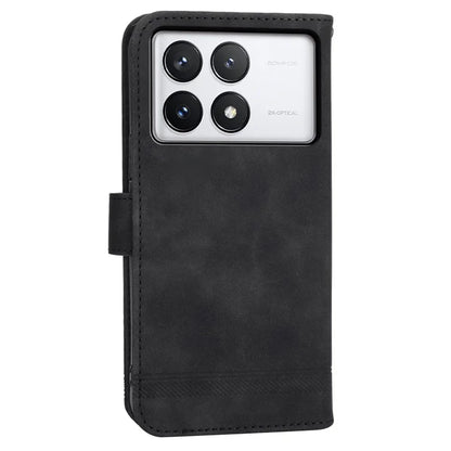 DIERFENG DF-03 Flip Phone Cover for Xiaomi Redmi K70E 5G / Poco X6 Pro 5G Lines Imprinted Wallet Stand Mobile Leather Case