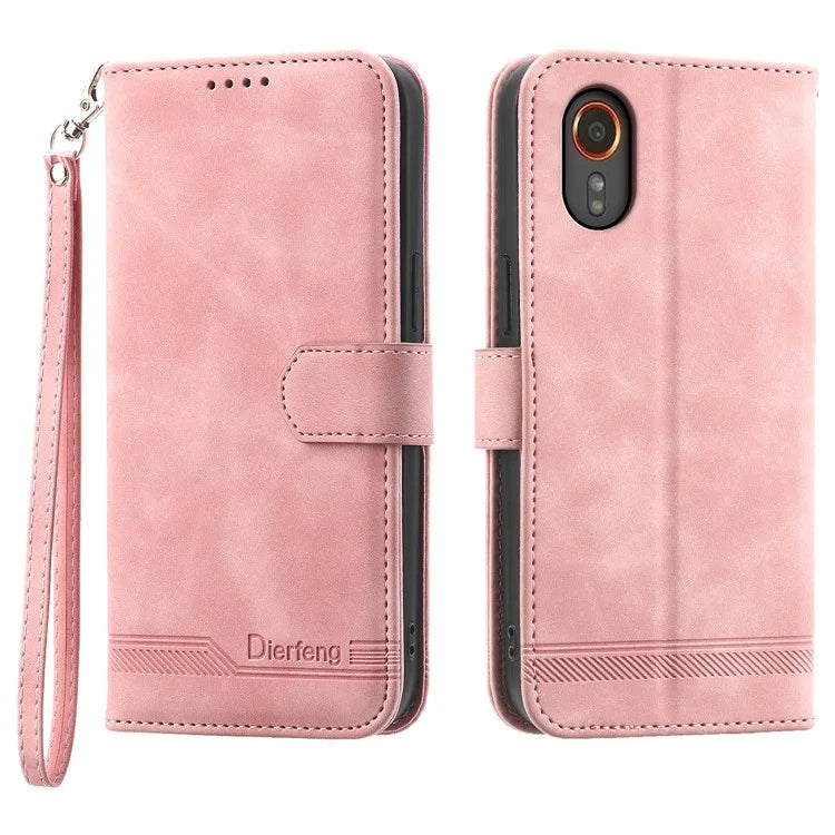 DIERFENG DF-03 for Samsung Galaxy Xcover 7 Cases Imprinted Wallet Stand Mobile Leather Case