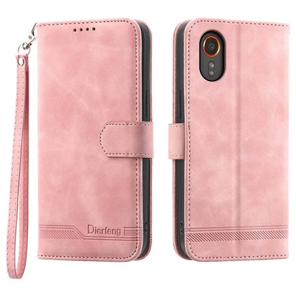 DIERFENG DF-03 for Samsung Galaxy Xcover 7 Cases Imprinted Wallet Stand Mobile Leather Case