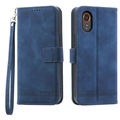 DIERFENG DF-03 for Samsung Galaxy Xcover 7 Cases Imprinted Wallet Stand Mobile Leather Case