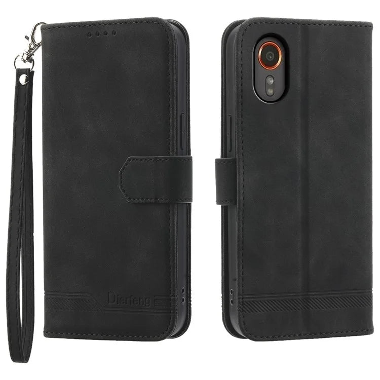 DIERFENG DF-03 for Samsung Galaxy Xcover 7 Cases Imprinted Wallet Stand Mobile Leather Case