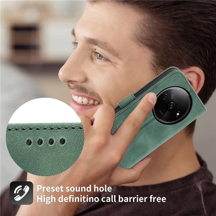 DIERFENG DF-03 Flip Cover for Xiaomi Redmi A3 Shockproof Imprinted Wallet Stand Mobile Leather Case