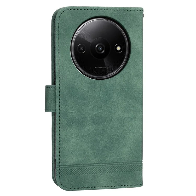 DIERFENG DF-03 Flip Cover for Xiaomi Redmi A3 Shockproof Imprinted Wallet Stand Mobile Leather Case