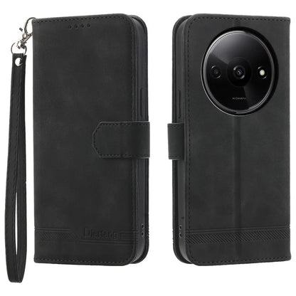DIERFENG DF-03 Flip Cover for Xiaomi Redmi A3 Shockproof Imprinted Wallet Stand Mobile Leather Case