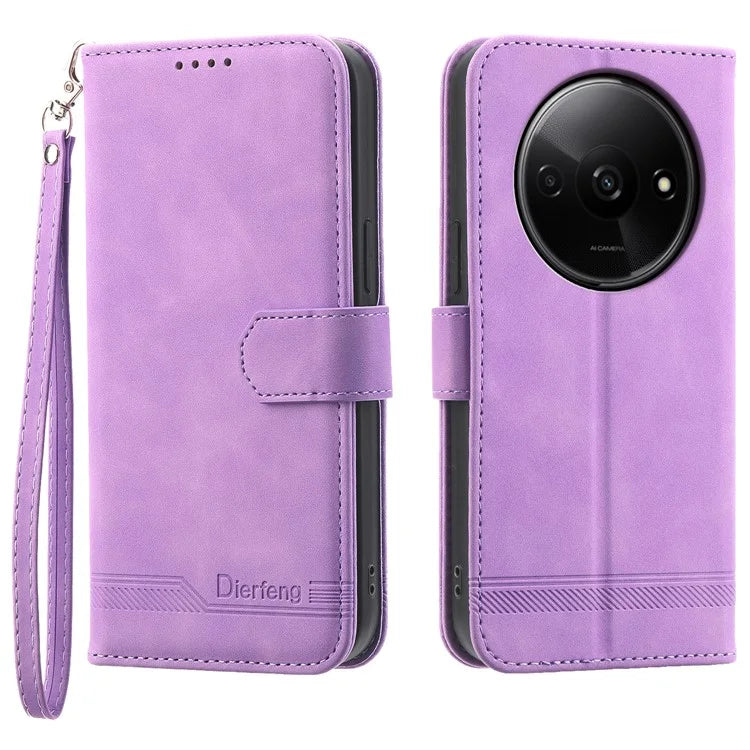 DIERFENG DF-03 Flip Cover for Xiaomi Redmi A3 Shockproof Imprinted Wallet Stand Mobile Leather Case