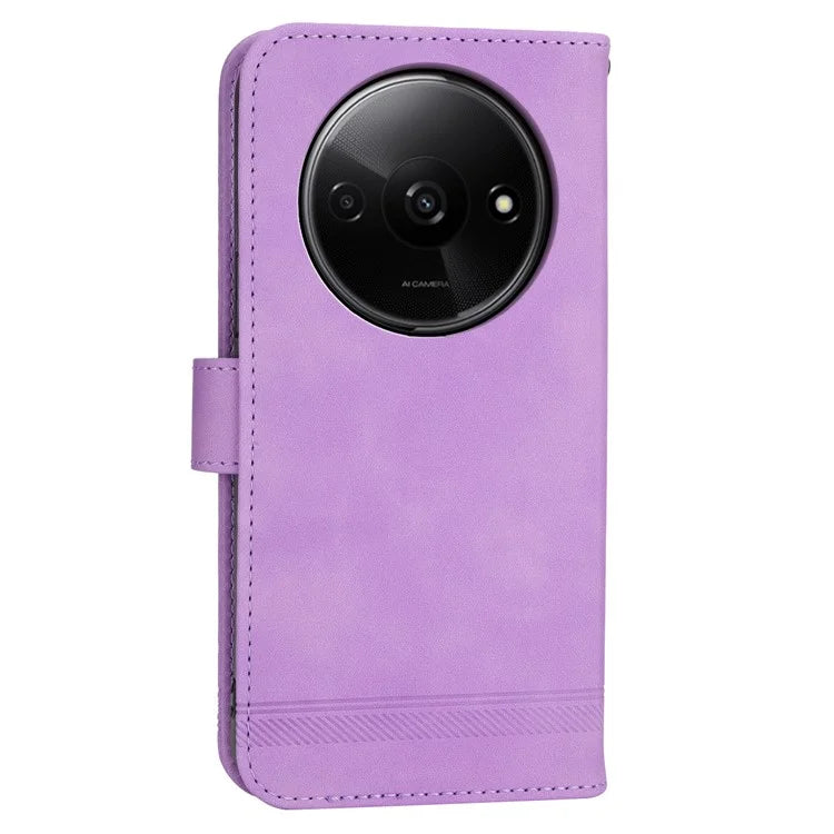 DIERFENG DF-03 Flip Cover for Xiaomi Redmi A3 Shockproof Imprinted Wallet Stand Mobile Leather Case