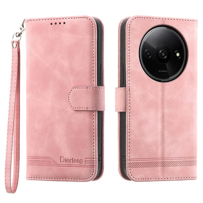 DIERFENG DF-03 Flip Cover for Xiaomi Redmi A3 Shockproof Imprinted Wallet Stand Mobile Leather Case