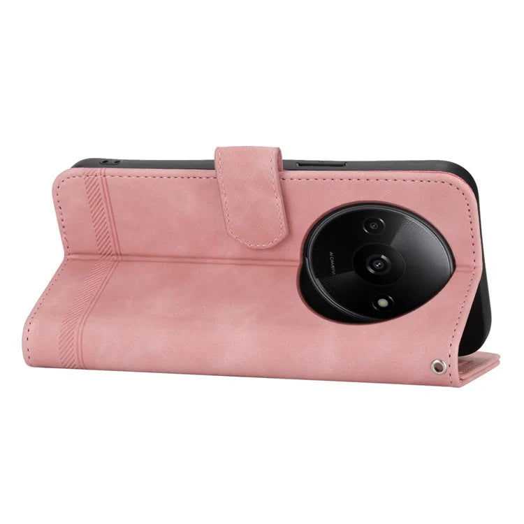 DIERFENG DF-03 Flip Cover for Xiaomi Redmi A3 Shockproof Imprinted Wallet Stand Mobile Leather Case