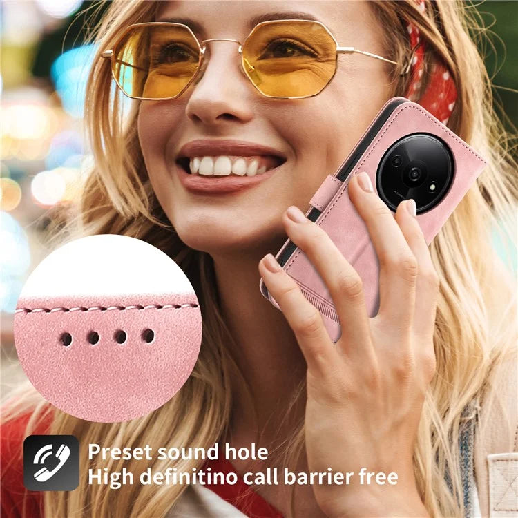 DIERFENG DF-03 Flip Cover for Xiaomi Redmi A3 Shockproof Imprinted Wallet Stand Mobile Leather Case