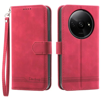 DIERFENG DF-03 Flip Cover for Xiaomi Redmi A3 Shockproof Imprinted Wallet Stand Mobile Leather Case
