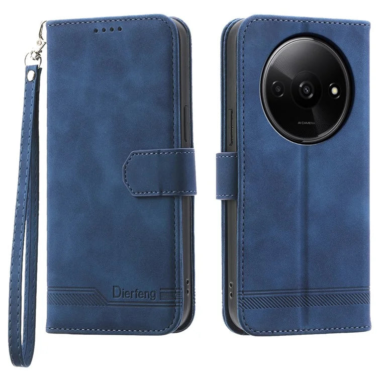 DIERFENG DF-03 Flip Cover for Xiaomi Redmi A3 Shockproof Imprinted Wallet Stand Mobile Leather Case