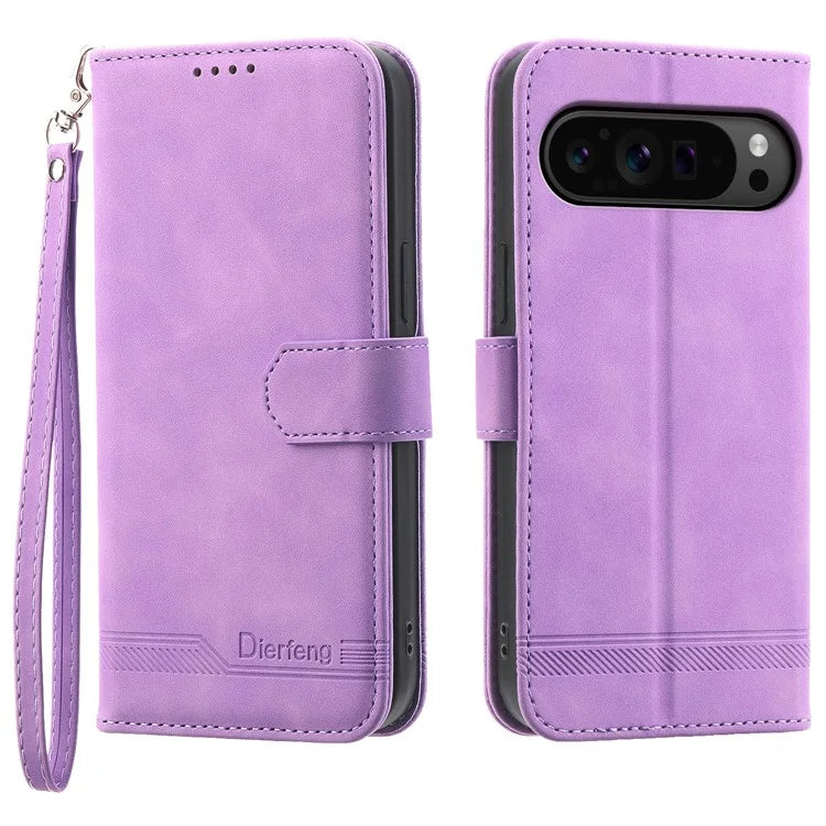 DIERFENG DF-03 Flip Wallet Cover for Google Pixel 9 Pro Cases Imprinted Stand Mobile Leather Shell
