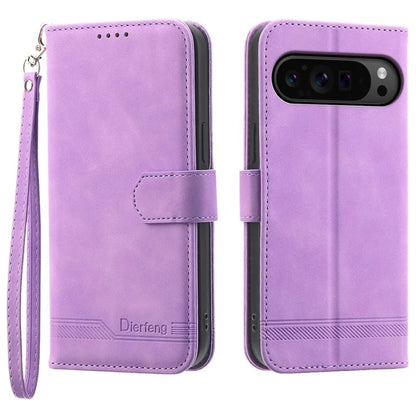 DIERFENG DF-03 Flip Wallet Cover for Google Pixel 9 Pro Cases Imprinted Stand Mobile Leather Shell