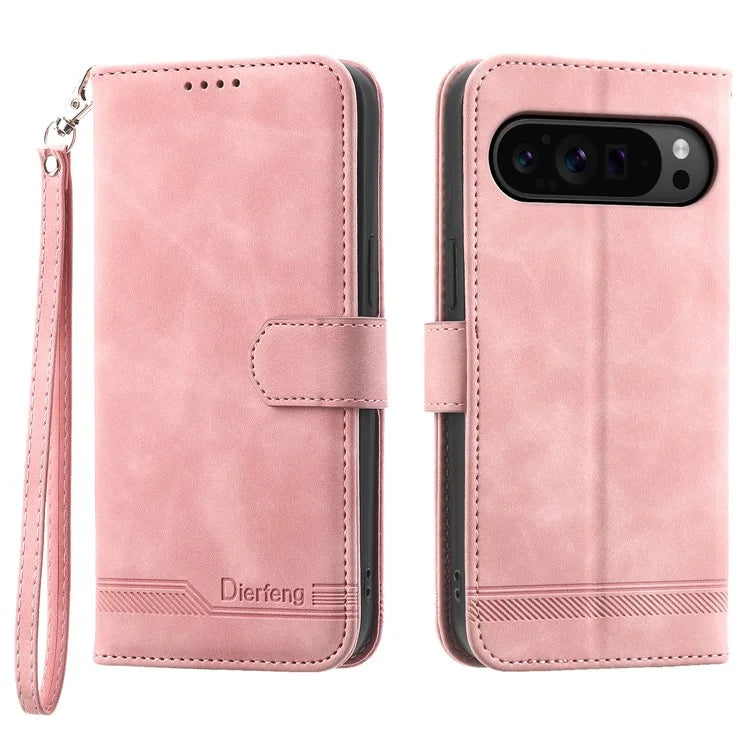 DIERFENG DF-03 Flip Wallet Cover for Google Pixel 9 Pro Cases Imprinted Stand Mobile Leather Shell