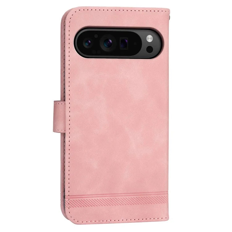 DIERFENG DF-03 Flip Wallet Cover for Google Pixel 9 Pro Cases Imprinted Stand Mobile Leather Shell