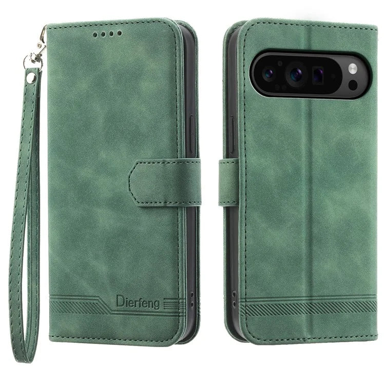 DIERFENG DF-03 Flip Wallet Cover for Google Pixel 9 Pro Cases Imprinted Stand Mobile Leather Shell