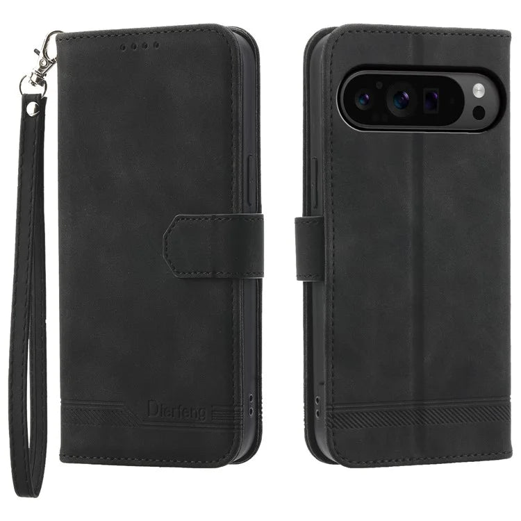 DIERFENG DF-03 Flip Wallet Cover for Google Pixel 9 Pro Cases Imprinted Stand Mobile Leather Shell