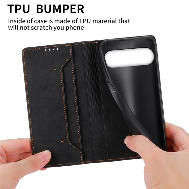DF-05 For Google Pixel 9 Pro Wallet Case Anti-Scratch Leather Flip Phone Cover