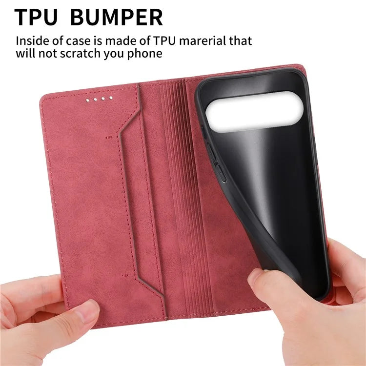 DF-05 For Google Pixel 9 Pro Wallet Case Anti-Scratch Leather Flip Phone Cover