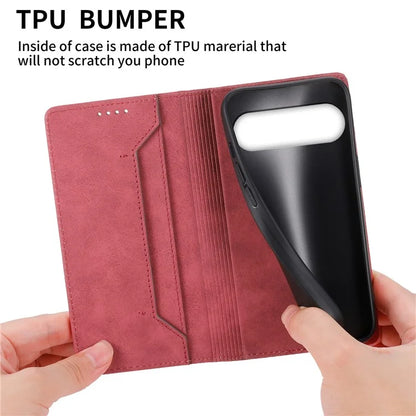 DF-05 For Google Pixel 9 Pro Wallet Case Anti-Scratch Leather Flip Phone Cover